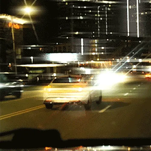 Night driving comparison with and without glare